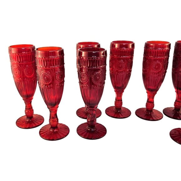 The Pioneer Woman Adeline Red Glass Champagne Flutes Set Of 2 Retro-Inspired Ele - Picture 13 of 14